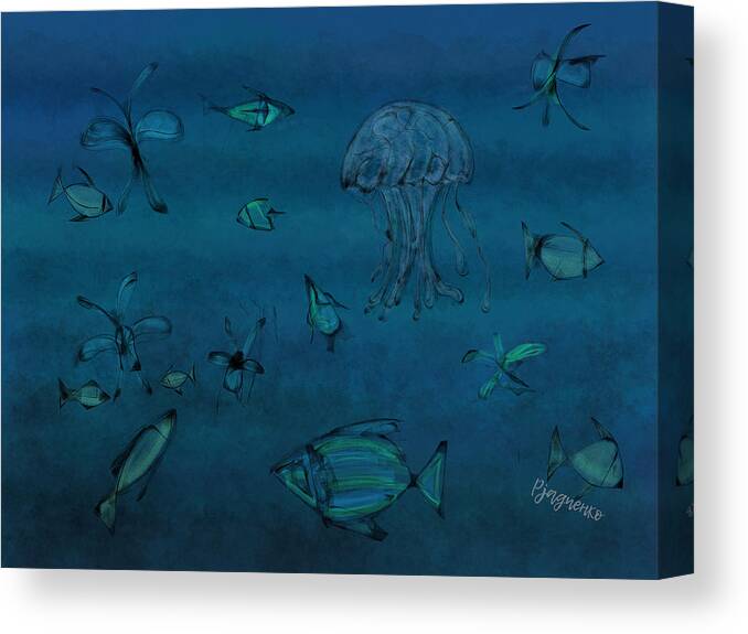 Sea Life Canvas Print featuring the digital art Sea life #3 by Ljev Rjadcenko