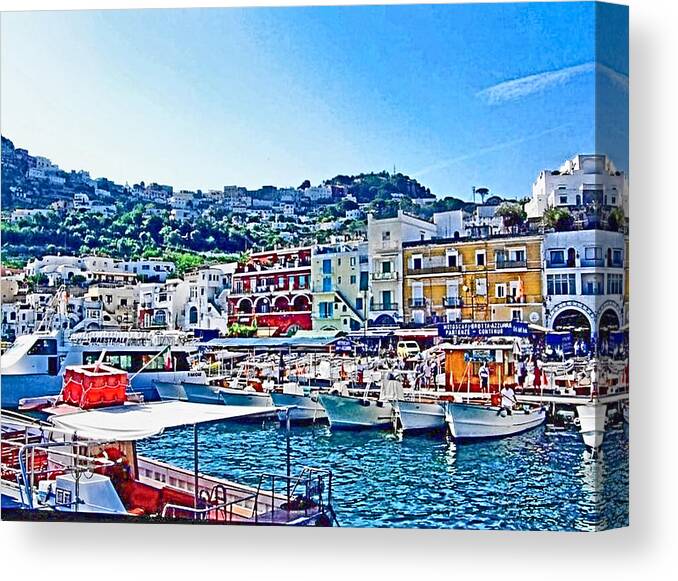 Capri Canvas Print featuring the photograph Seaport of Capri Italy by Mindy Newman