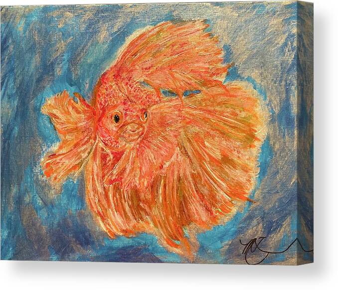 Fish Canvas Print featuring the painting Siamese Fighter Fish by Melody Fowler