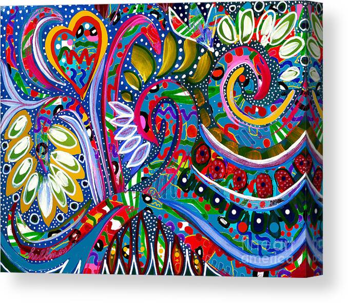 Sing And Give Thanks By A Hillman Acrylic And Digital Bright Naive Expressionism All Colors Abstract Joyous Design Card Poster Happiness Joy Rejoicing Celebrate Love Song Dance Dancing Praise All Glory To The King Of Kings And Lord Of Lords Creation Harmony Music Peace Children Gift Yah Yahweh Yahuah Yahshua Yeshua Jesus Messiah Savior Healer Advocate Priest Physician Mercy Alleluia Canvas Print featuring the mixed media Sing And Give Thanks by A Hillman