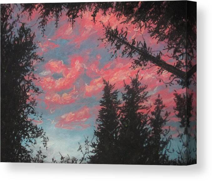 Forest Sky Canvas Print featuring the painting Sky's Passion by Jen Shearer