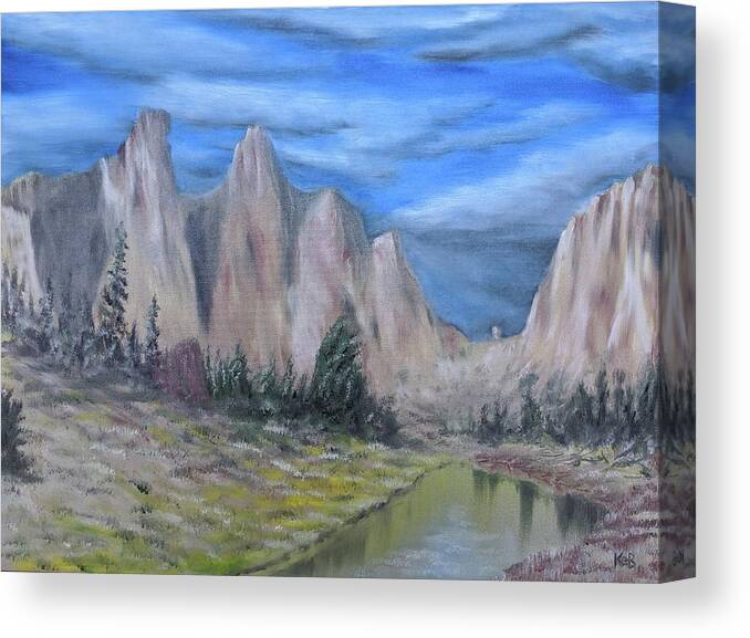 Oregon Canvas Print featuring the painting Smith Rock by Kevin Daly