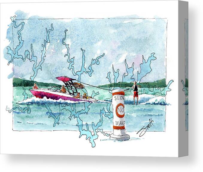 Watercolor Canvas Print featuring the painting Smith Wake by Scott Brown