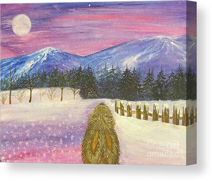 Snow Canvas Print featuring the painting Snow Bunny by Lisa Neuman