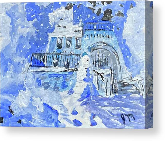  Canvas Print featuring the painting Snowy Blues by John Macarthur