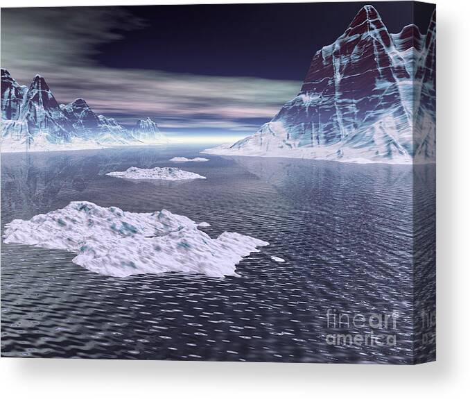 Snow Canvas Print featuring the digital art Snowy Peaks by Phil Perkins