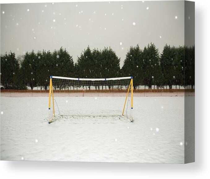 Tranquility Canvas Print featuring the photograph Soccer net in winter by Ashley Jouhar
