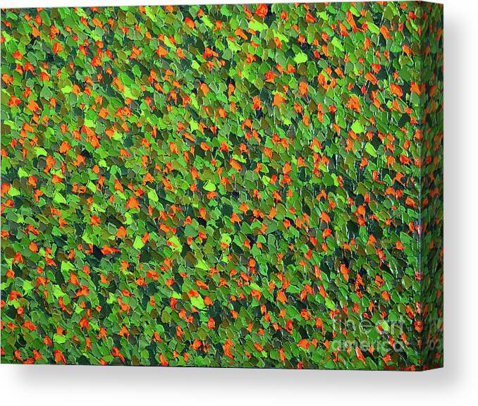 Abstract Canvas Print featuring the painting Soft Green with Cadmium Red by Dean Triolo