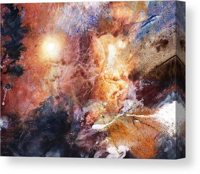 Mixed Media Painting Canvas Print featuring the painting Solar Flare by Wolfgang Schweizer
