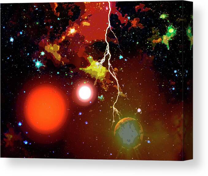 Space Canvas Print featuring the digital art Space Lightning by Don White Artdreamer