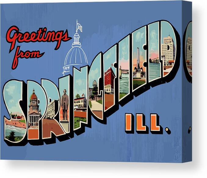 Springfield Canvas Print featuring the digital art Springfield Letters, Illinois by Long Shot