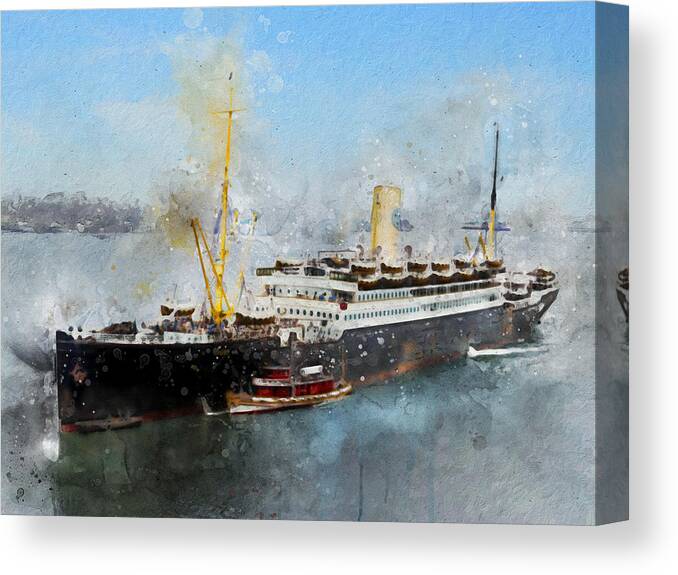 Steamer Canvas Print featuring the digital art S.S. Drottningholm by Geir Rosset