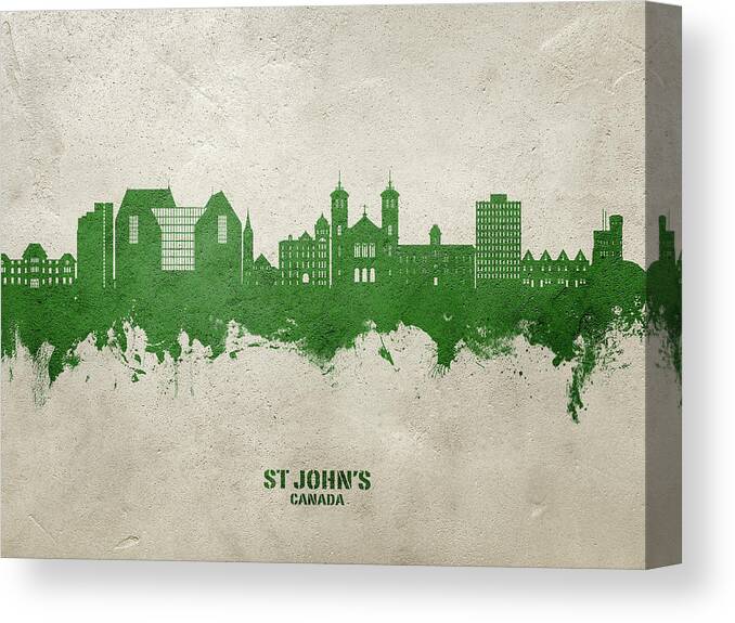 St John's Canvas Print featuring the digital art St Johns Canada Skyline #72 by Michael Tompsett