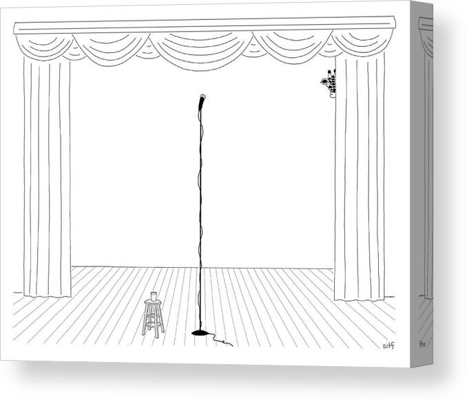 Captionless Canvas Print featuring the drawing Stage Fright by Seth Fleishman