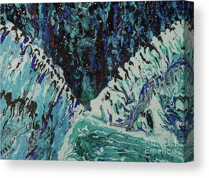 Northern Lights Canvas Print featuring the painting Starlight by Tessa Evette