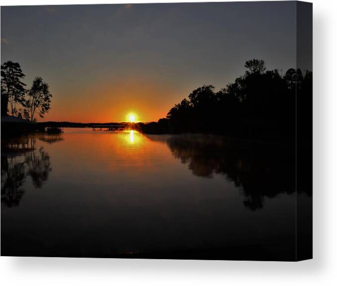 Sunrise Canvas Print featuring the photograph Starring A Lake Sunrise by Ed Williams