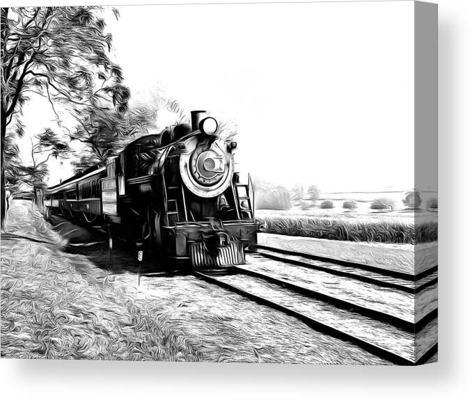 Steam Locomotive Canvas Print featuring the mixed media Steam Train by Christopher Reed