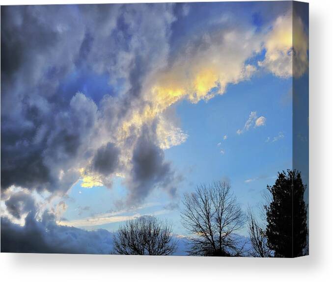 Storm Canvas Print featuring the photograph Stormy Sunset 3/6/22 by Ally White