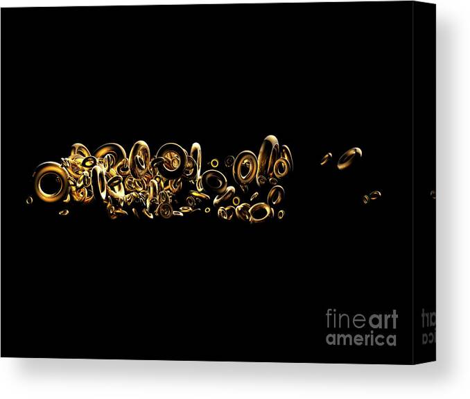 Three Dimensional Canvas Print featuring the digital art Streaming Brass Rings by Phil Perkins