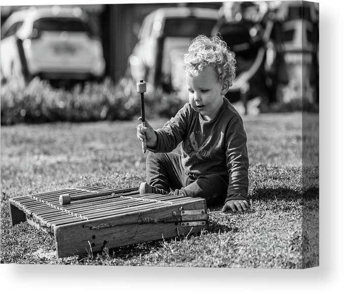 Boy Canvas Print featuring the photograph Street Musician In Hermanus by Eva Lechner