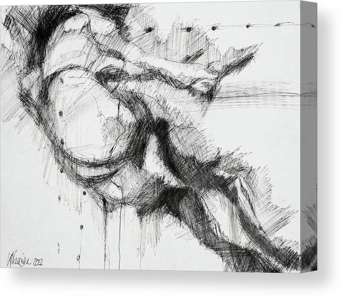 #impaired Canvas Print featuring the drawing Study of a Woman 25 by Veronica Huacuja