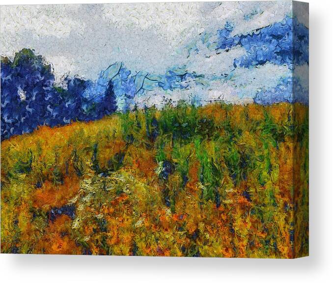 Sunflower Canvas Print featuring the mixed media Sunflower Hill by Christopher Reed