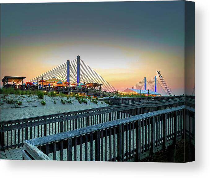 Sunset Canvas Print featuring the photograph Sunset at the Big Chill Beach Club by Bill Swartwout