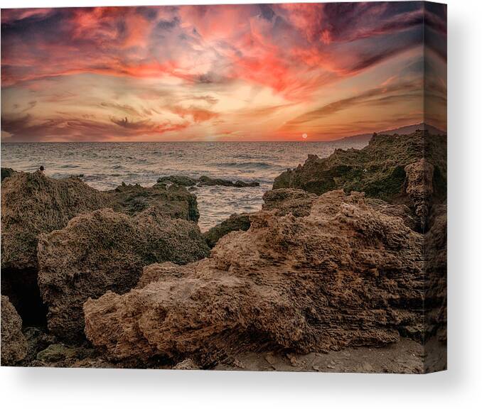 Outdoors Canvas Print featuring the photograph Sunset on the Rocks by Uri Baruch