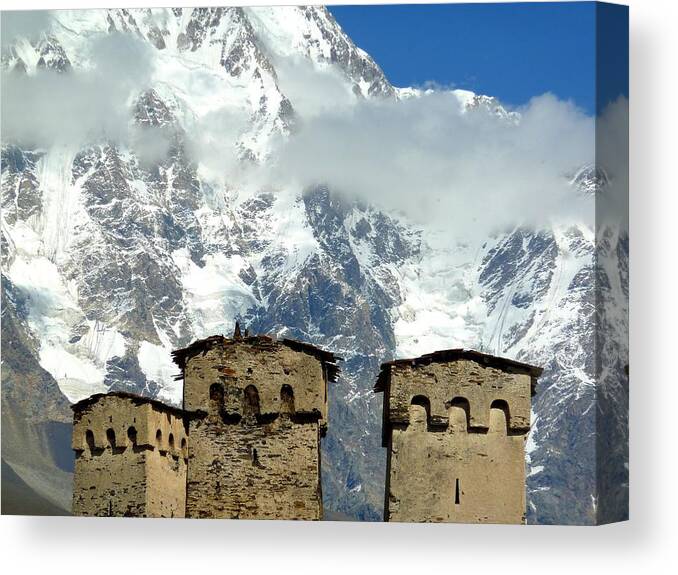 Built Structure Canvas Print featuring the photograph Svan defense towers by Frans Sellies