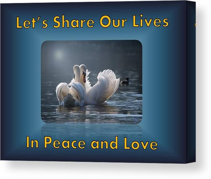 Swans Canvas Print featuring the photograph Swans Peace and Love by Nancy Ayanna Wyatt