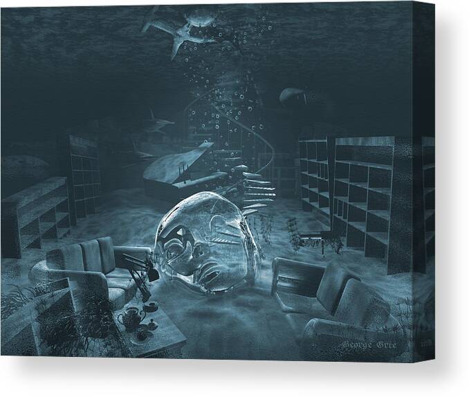 Underwater Landscape Water Canvas Print featuring the digital art Sweet Hideout of Denial by George Grie
