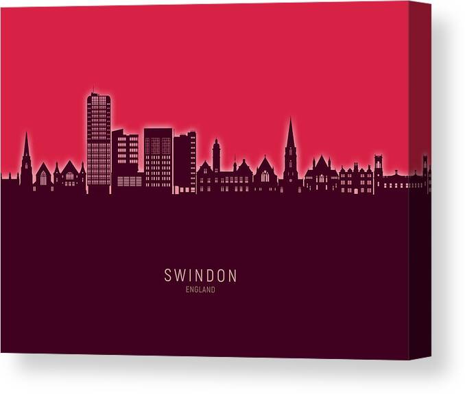 Swindon Canvas Print featuring the digital art Swindon England Skyline #24 by Michael Tompsett