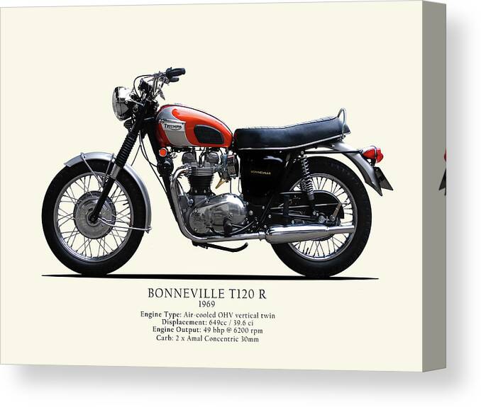 Triumph Bonneville 1969 Canvas Print featuring the photograph T120 Bonneville 1969 by Mark Rogan