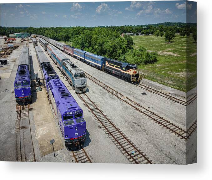 Railroad Canvas Print featuring the photograph Tennessee Central Railway Moonshine Sippin' Excursion Train at Lebanon TN by Jim Pearson