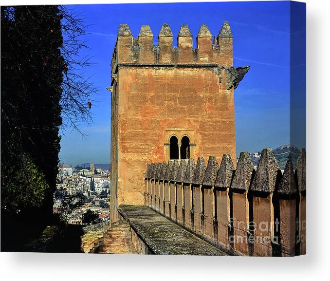 Alhambra Canvas Print featuring the photograph The Alhambra Tower of the Picos by Guido Montanes Castillo