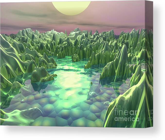 Macro Canvas Print featuring the digital art The Green Planet by Phil Perkins