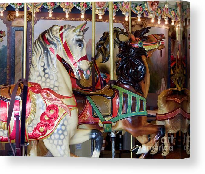 Carousel Canvas Print featuring the photograph The Historic Dentzel Carousel at Glen Echo Park by L Bosco