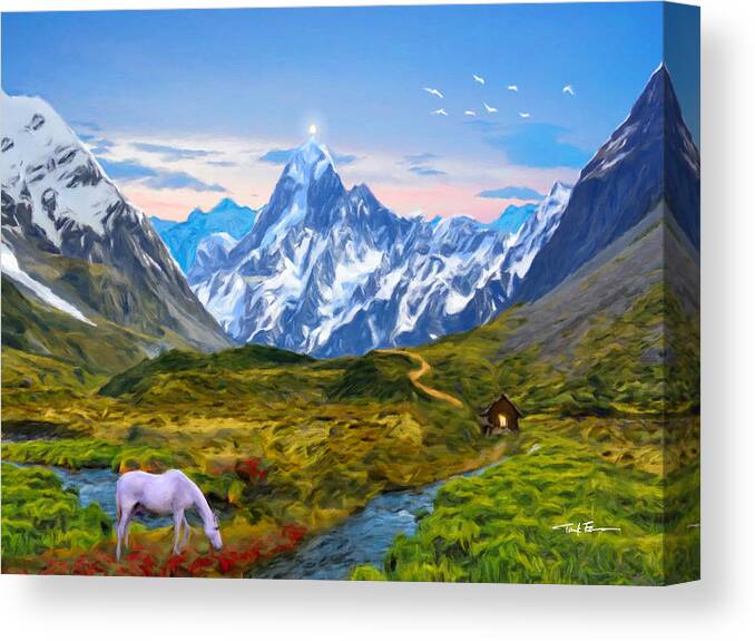 Landscape Canvas Print featuring the painting The Journey Begins by Trask Ferrero