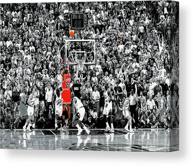 Michael Jordan Canvas Print featuring the photograph The Last Shot 23g by Brian Reaves