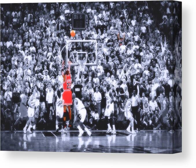 Michael Jordan Canvas Print featuring the photograph The Last Shot 23h by Brian Reaves