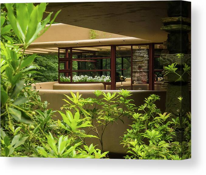 2-events/trips Canvas Print featuring the photograph The Living Areas View at Falling Waters by Louis Dallara