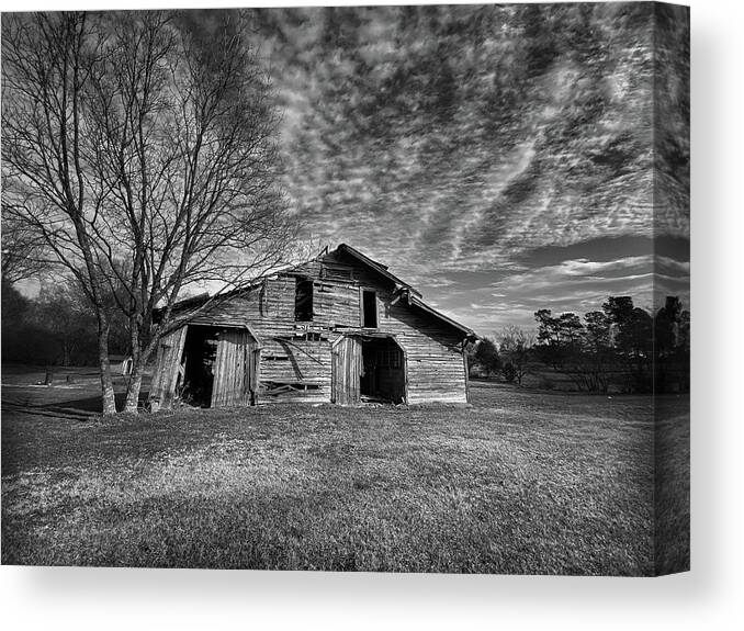 Barn Canvas Print featuring the pyrography The old barn by Jamie Tyler