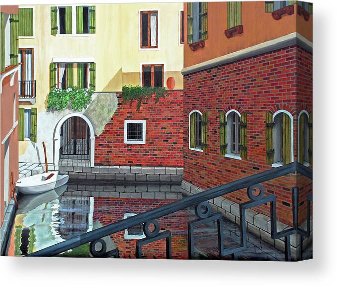 Venice Canvas Print featuring the painting THE OLD CANAL -prints of oil painting by Mary Grden