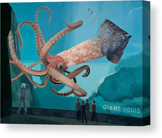 Astronaut Canvas Print featuring the painting The Squid by Scott Listfield