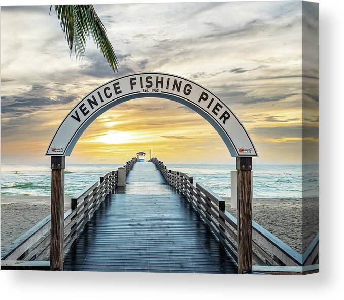 Venice Fishing Pier Canvas Print featuring the photograph The Venice Fishing Pier by Rudy Wilms