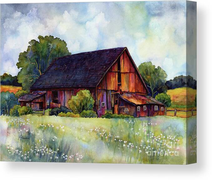 Barn Canvas Print featuring the painting This Old Barn by Hailey E Herrera