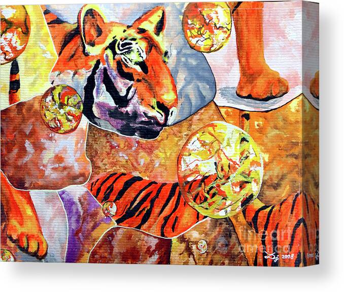 Tiger Mosaic Canvas Print featuring the painting Tiger Mosaic by Daniel Janda