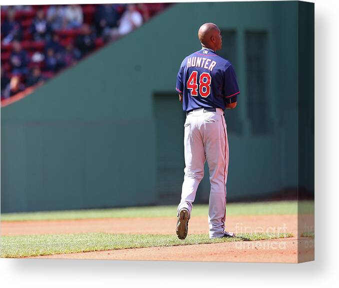 People Canvas Print featuring the photograph Torii Hunter by Jim Rogash