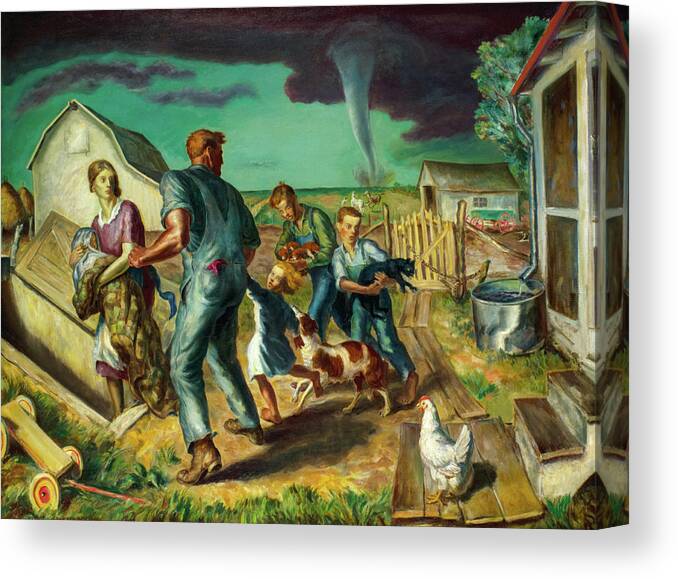 John Steuart Curry Canvas Print featuring the painting Tornado Over Kansas by John Steuart Curry