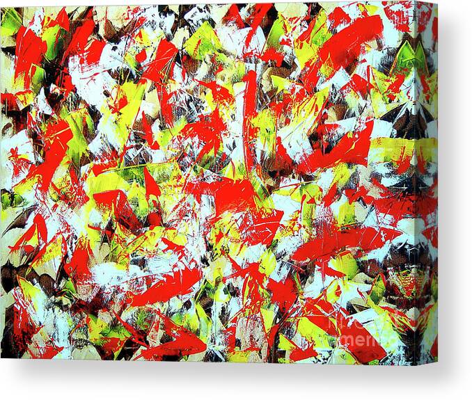 Yellow Canvas Print featuring the painting Transitions with Yellow Brown and Red by Dean Triolo